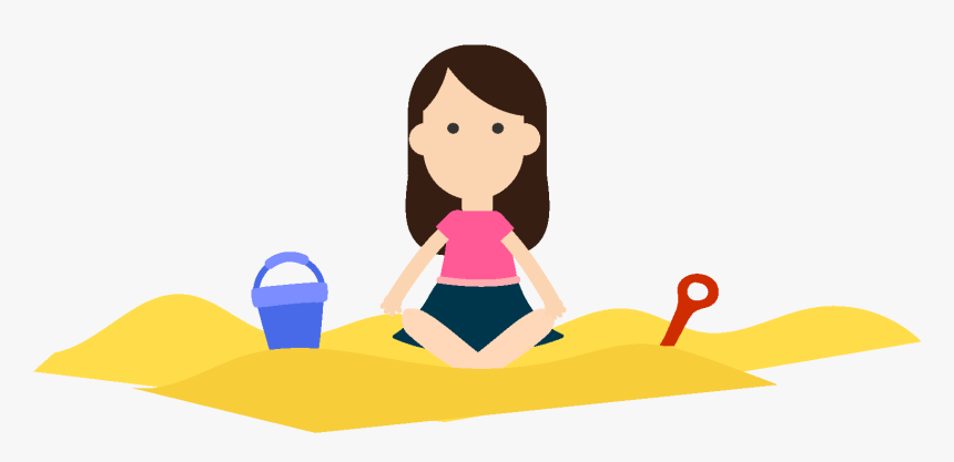 Hand Drawn Little Girl Playing With Sand Elements Clipart, HD Png Download