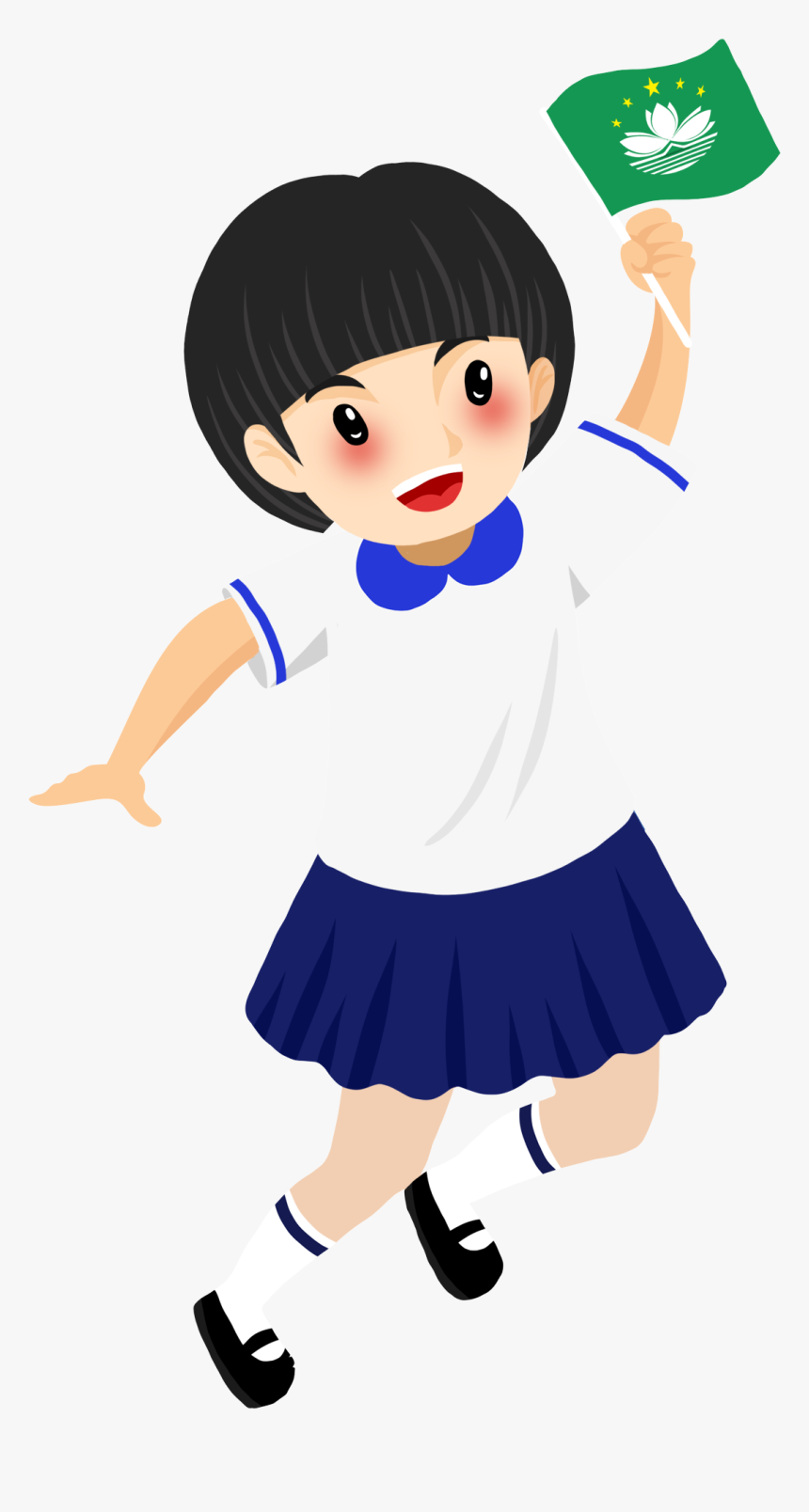 Macau Return 19th Anniversary Hand Drawn Girl Png And - Cartoon, Transparent Png