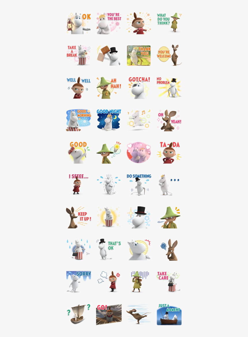 Moominvalley Line Sticker Gif & Png Pack - ムーミン 谷 の 仲間 たち, Transparent Png