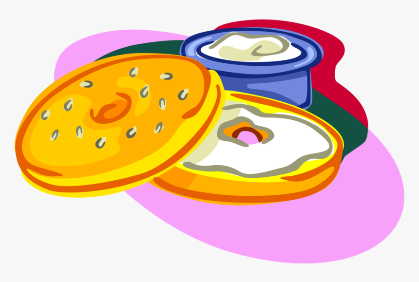 Vector Illustration Of Bagel Bread Product With Cream - Bagel Cream Cheese Cartoon, HD Png Download