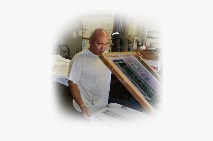 Silk Screen Printed White Shirt - Sitting, HD Png Download