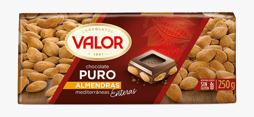 Chocolate Puro Con Almendras Mediterráneas - Chocolate Con Leche De Almendras, HD Png Download