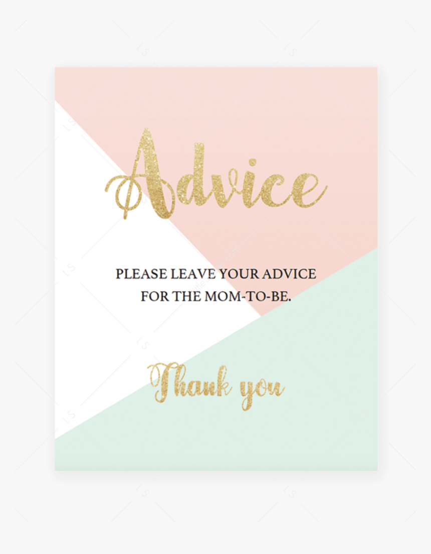 Printable Pastel Baby Shower Advice Sign By Littlesizzle - Graphic Design, HD Png Download