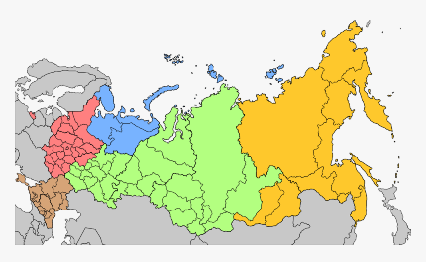 Russian Military Districts Red West Brown South Green - Russian Military Districts, HD Png Download