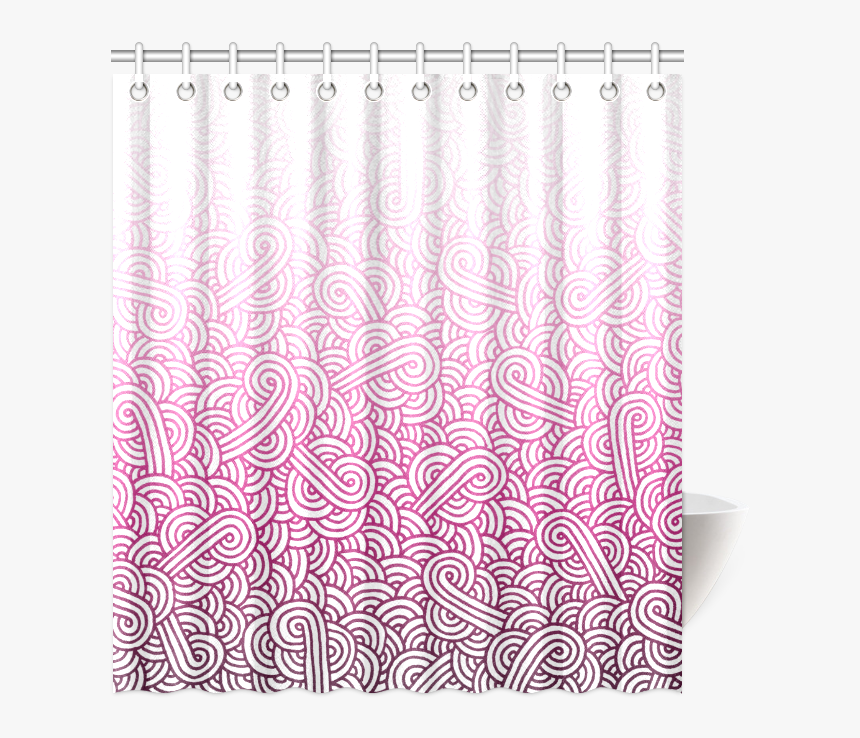 Gradient Pink And White Swirls Doodles Shower Curtain - Paisley, HD Png Download