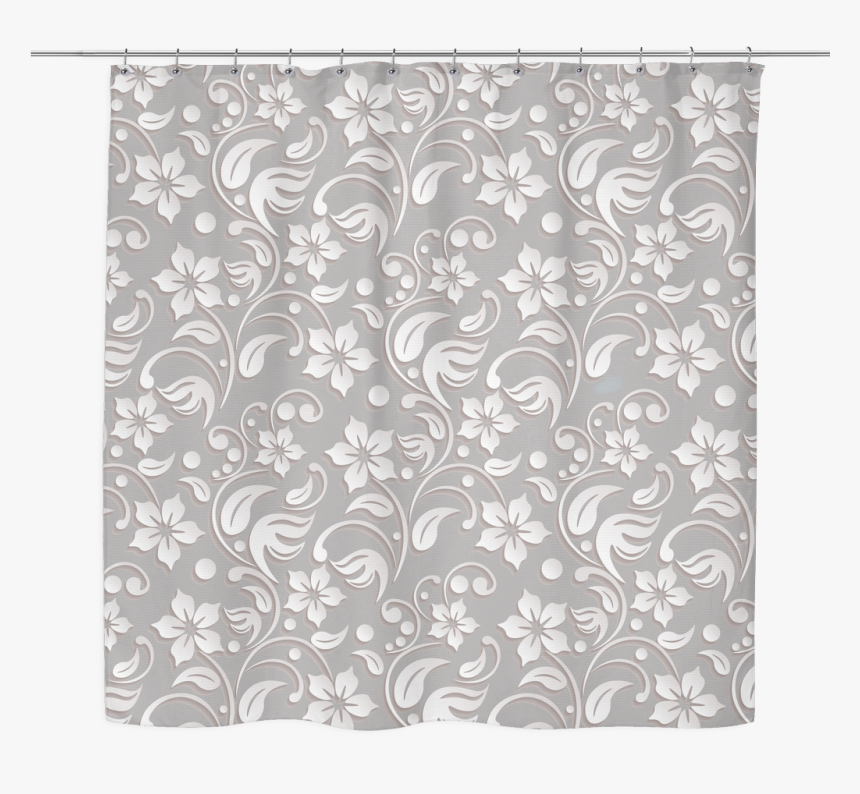 White Embossed Floral Print Shower Curtain 70 X 70 - Wallpaper, HD Png Download
