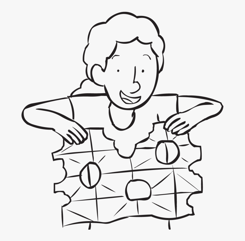 Person Unfolding Sheet Of Paper Which Has Holes Torn - Cartoon, HD Png Download