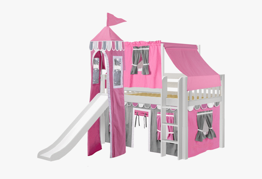 Twin Low Loft Bed With Straight Ladder, Curtain, Top - Tent, HD Png Download
