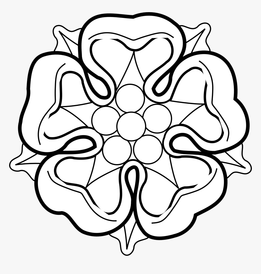 Black And White Rose Border Clip Art Heraldic - Heraldic Rose Clip Art, HD Png Download