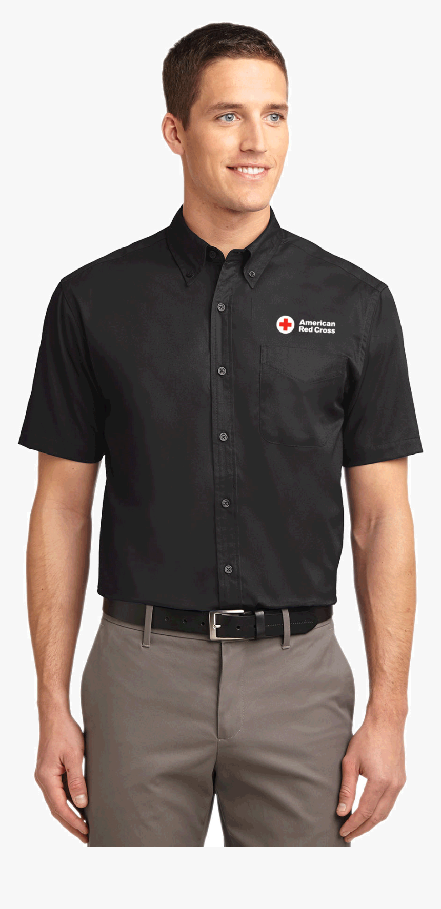 Mens Short Sleeve Black Button Down Shirt, HD Png Download