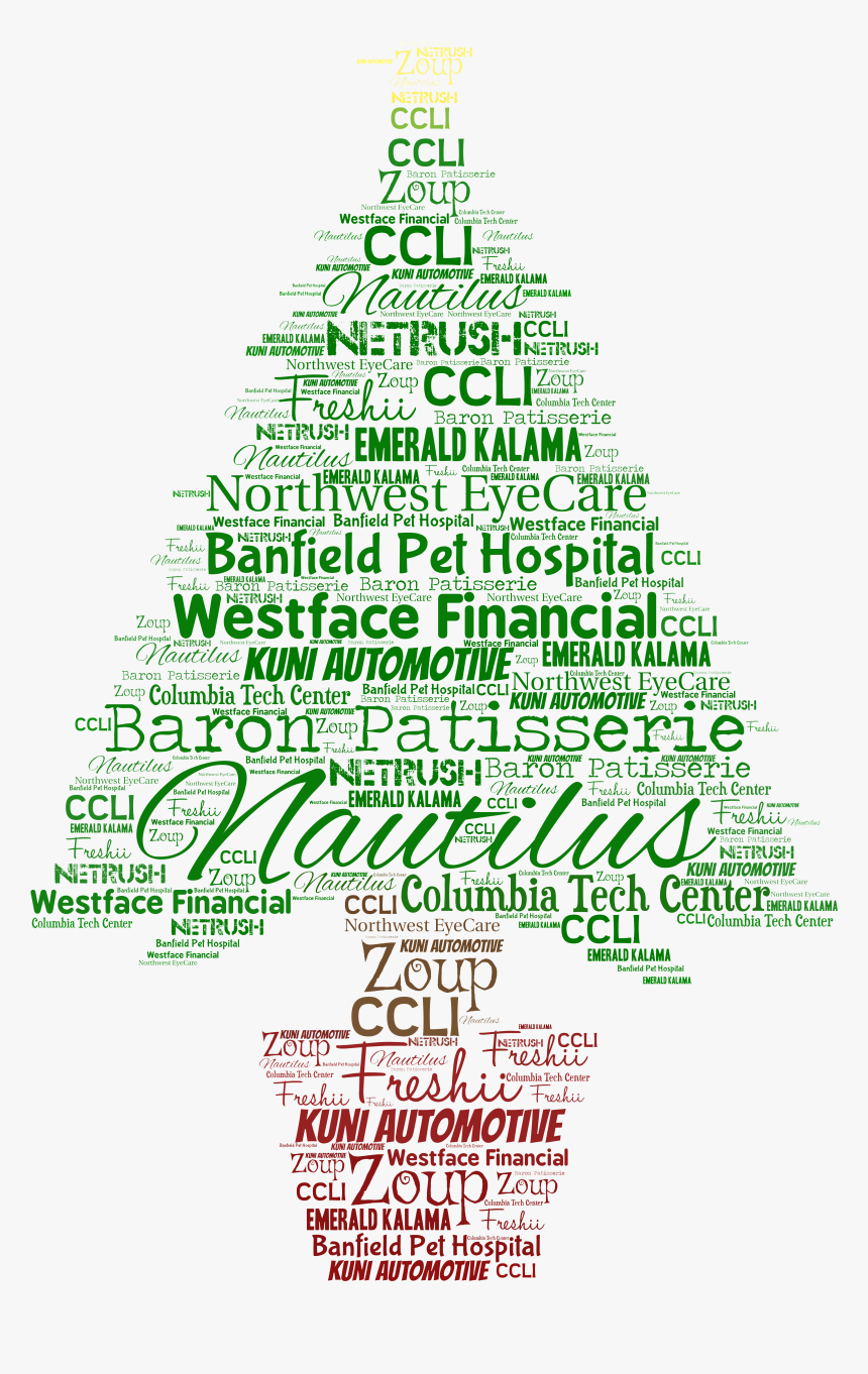 Word Cloud Tree Frame - Christmas Tree, HD Png Download
