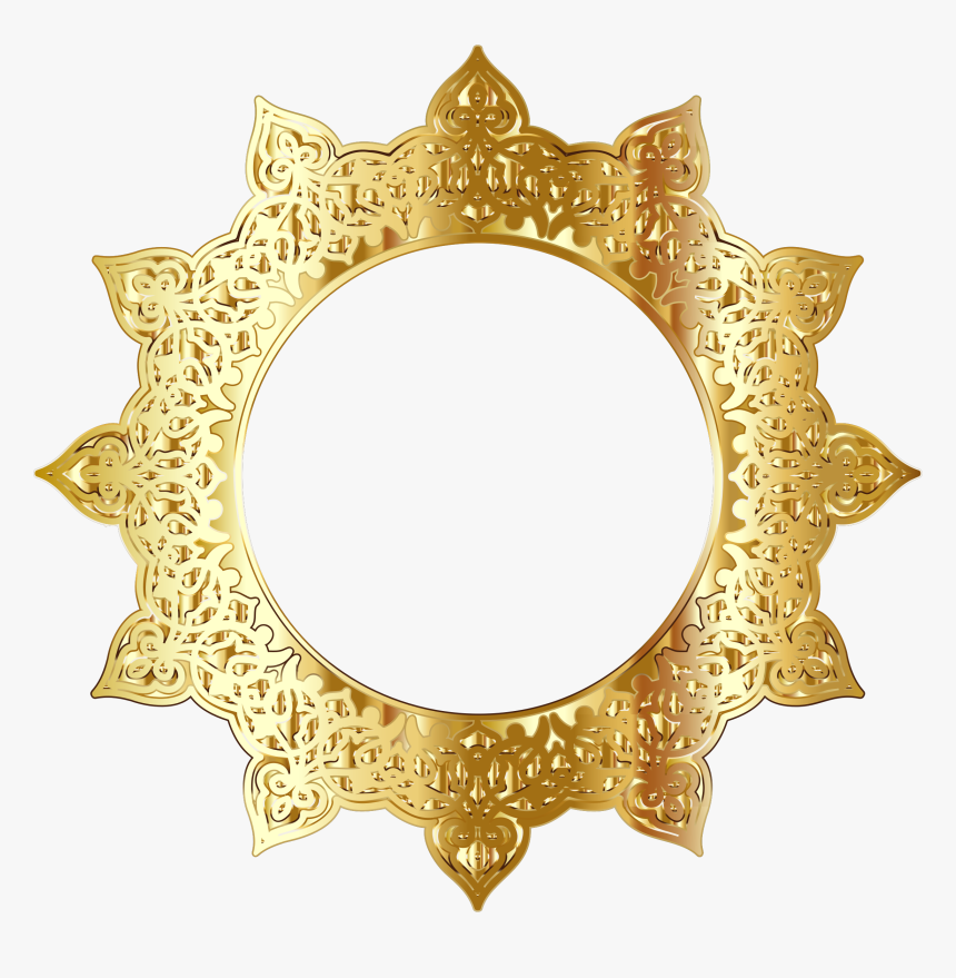 Decorative, Ornamental, Flourish, Round, Frame, Border - Golden Round Frame Png, Transparent Png