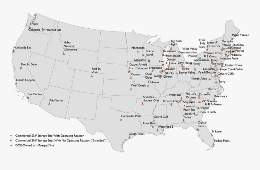Radioactive Waste From Generating Electricity Is Stored - Nuclear Waste Sites Map, HD Png Download