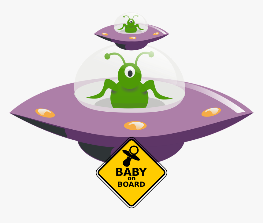 Alien Baby On Board - Ufo With No Background, HD Png Download