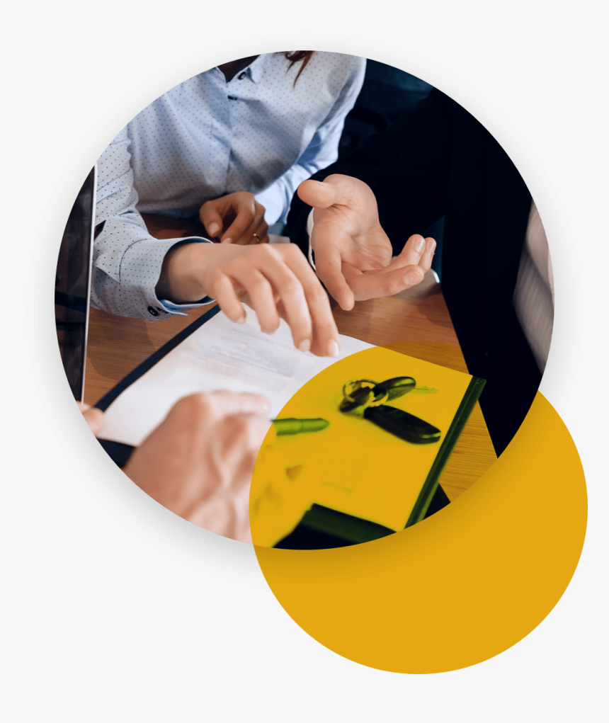 Three People Discussing Document Content - Sitting, HD Png Download