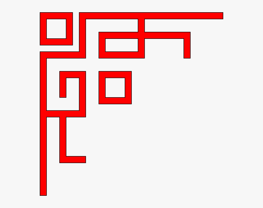 Left Red Corner Svg Clip Arts - Chinese Border Png, Transparent Png