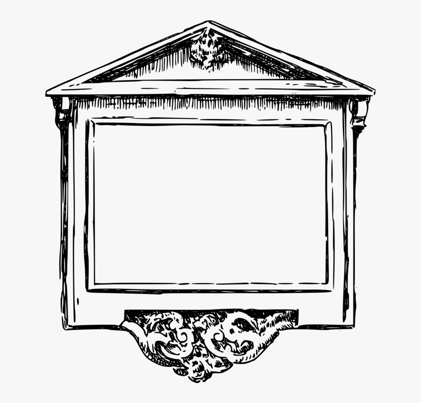 Picture Frame,line Art,symmetry - Plaque Clipart Black And White, HD Png Download