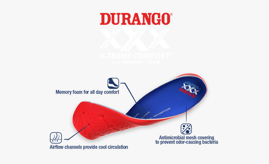Durango X Treme Comfort Footbed With Memory Foam - Carmine, HD Png Download