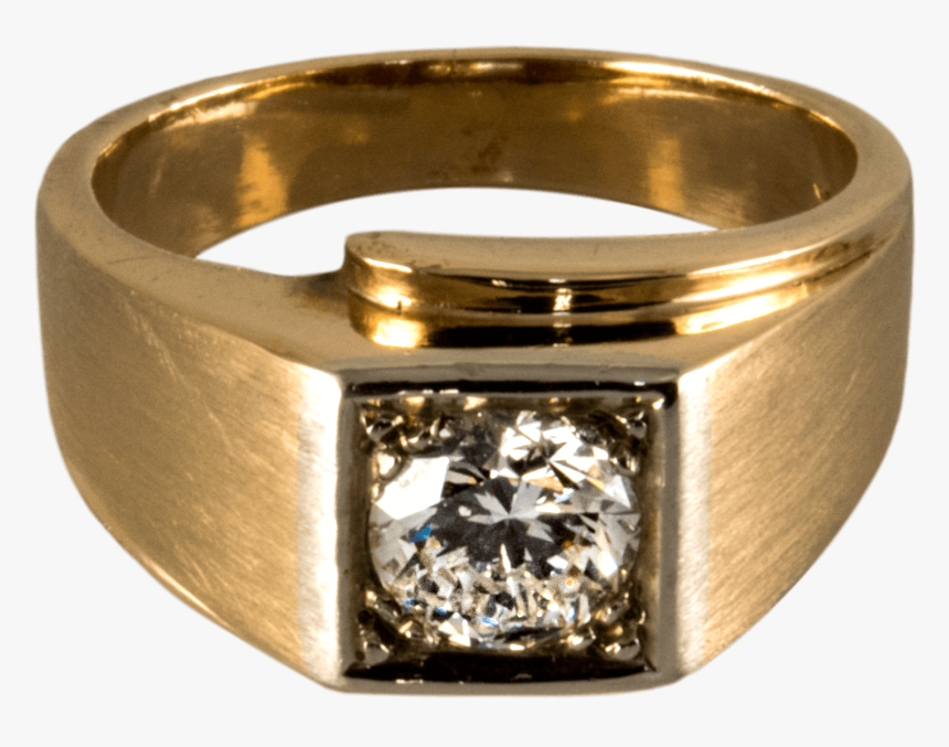 14k Two-tone Gents Antique Diamond Ring - Engagement Ring, HD Png Download