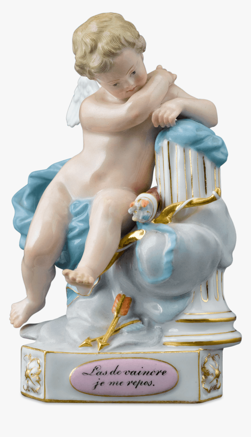 Meissen Cherub Resting After Conquering A Heart Figure - Figurine, HD Png Download