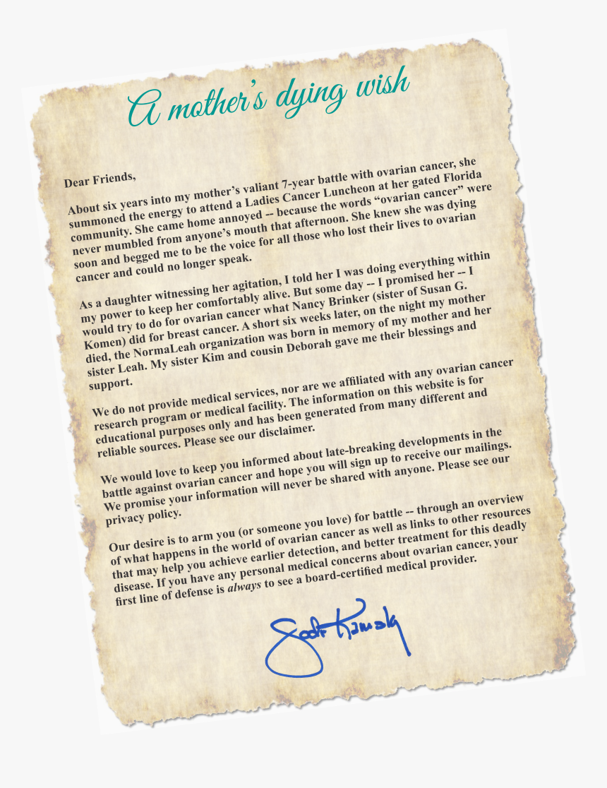 Mothers Dying Wish - Testimonial Sample, HD Png Download