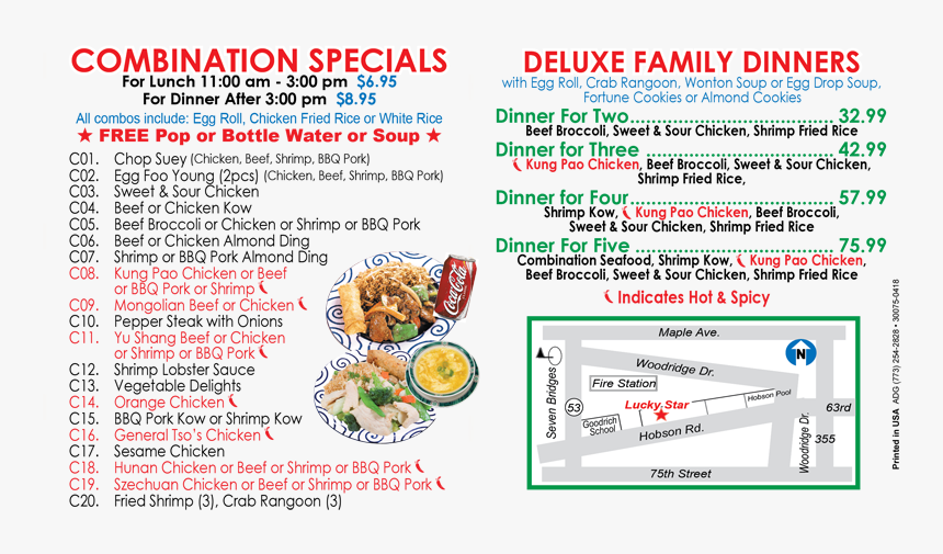 Menu - Lucky Star Woodridge Il, HD Png Download