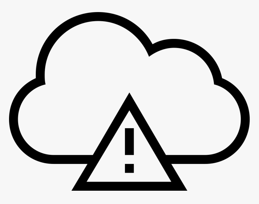 Cloud Error Outlined Interface Symbol Comments - White Triangle Warning, HD Png Download