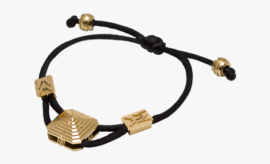 Mylife Bracelet With Black Cord And Yellow Gold Ceramic - Bracelet, HD Png Download