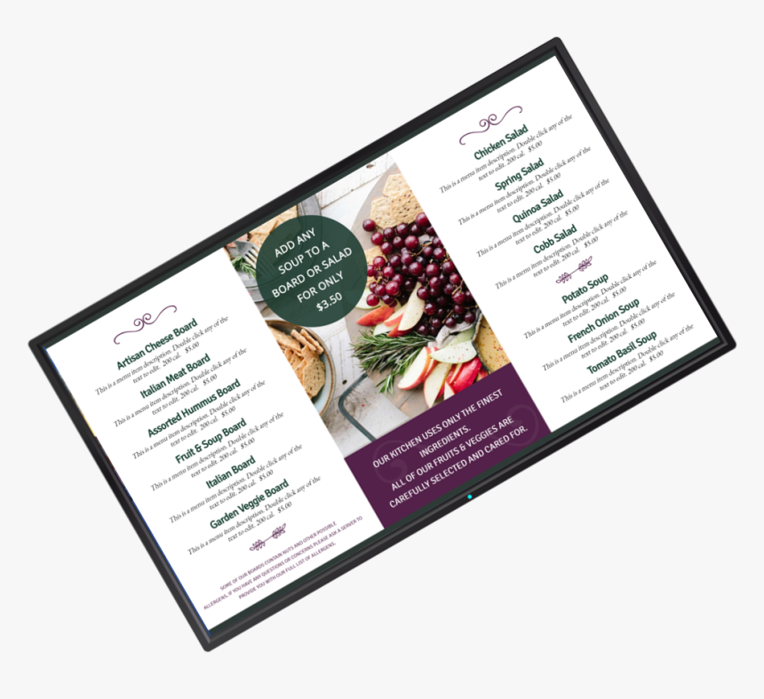 Menu Board Digital Signage Template - Brochure, HD Png Download