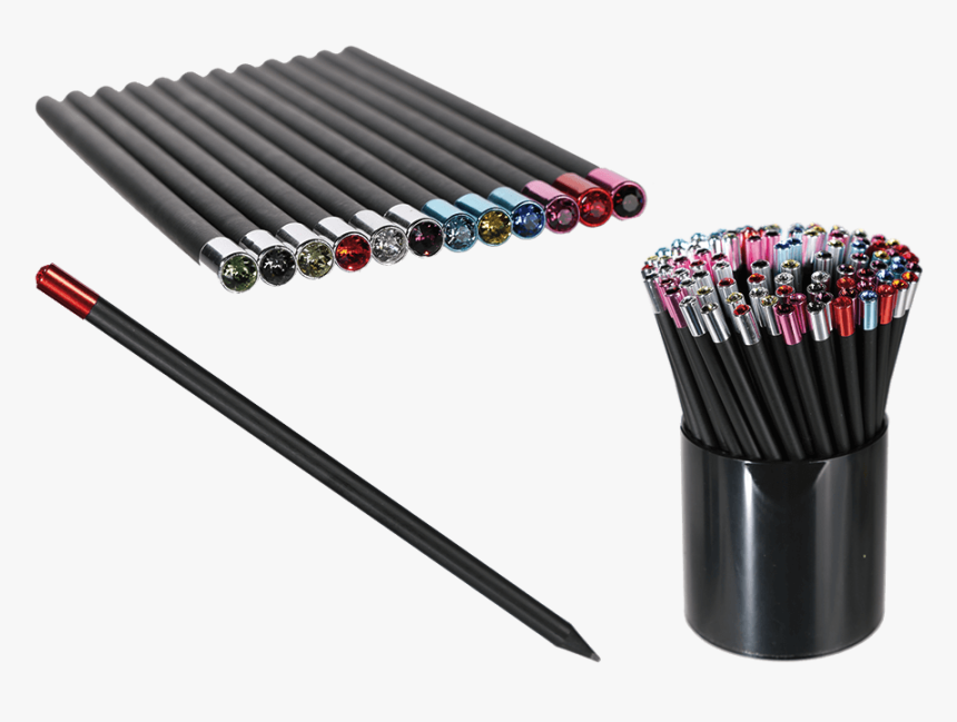 Black Pencil With Swarovski Stone On Metallic Cap - Schwarzer Bleistift Mit Glitzerstein, HD Png Download