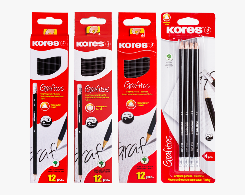 Lapiz Grafito Triangular Kores 2h, HD Png Download