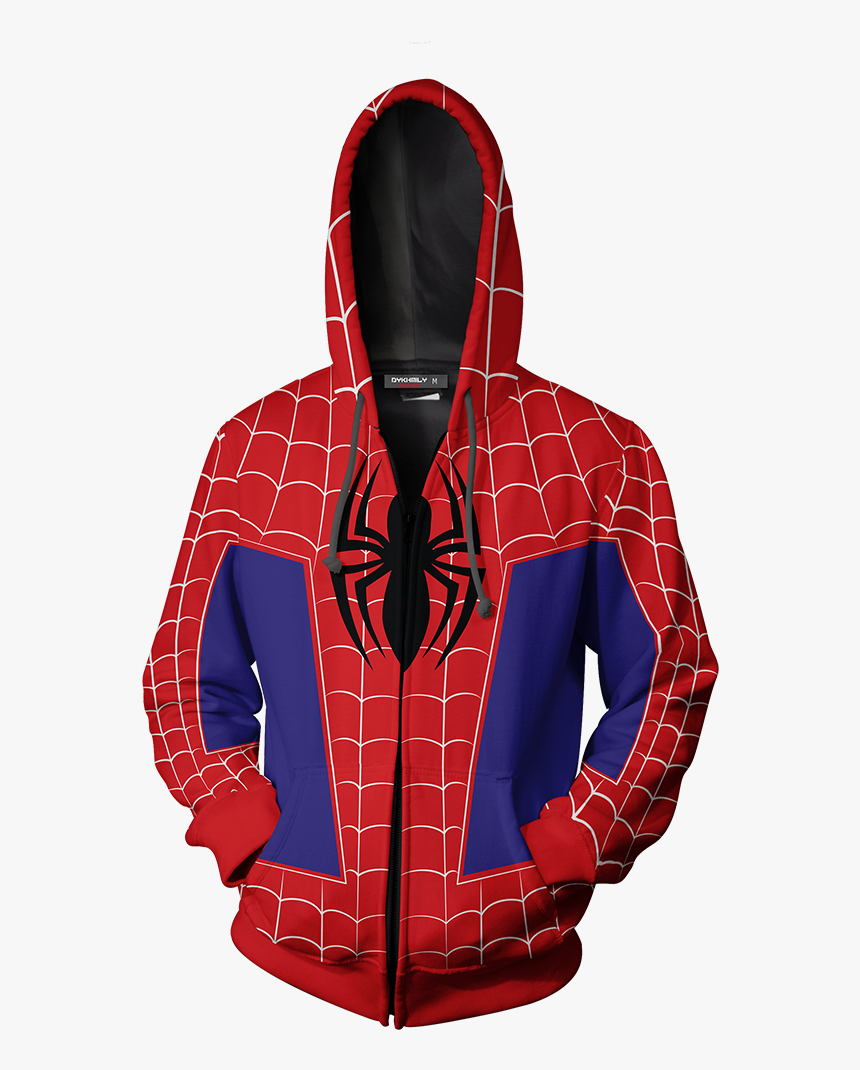 Into The Spider Verse Peter Parker Cosplay Zip Up Hoodie - Hoodie, HD Png Download