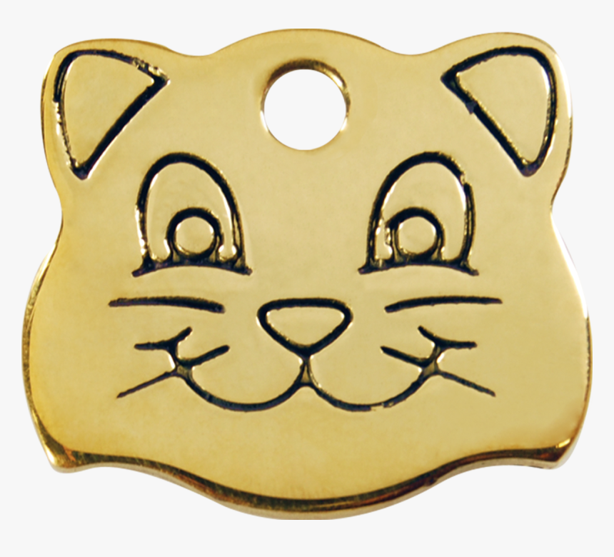 Red Dingo Brass Cat Face Pet Id Tag - Cat, HD Png Download