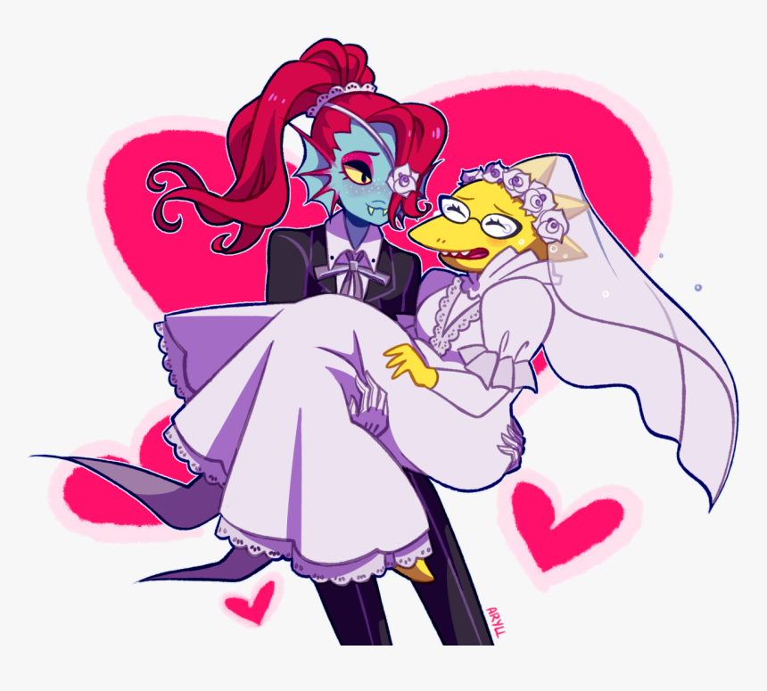 Alphys Undyne Wedding, HD Png Download