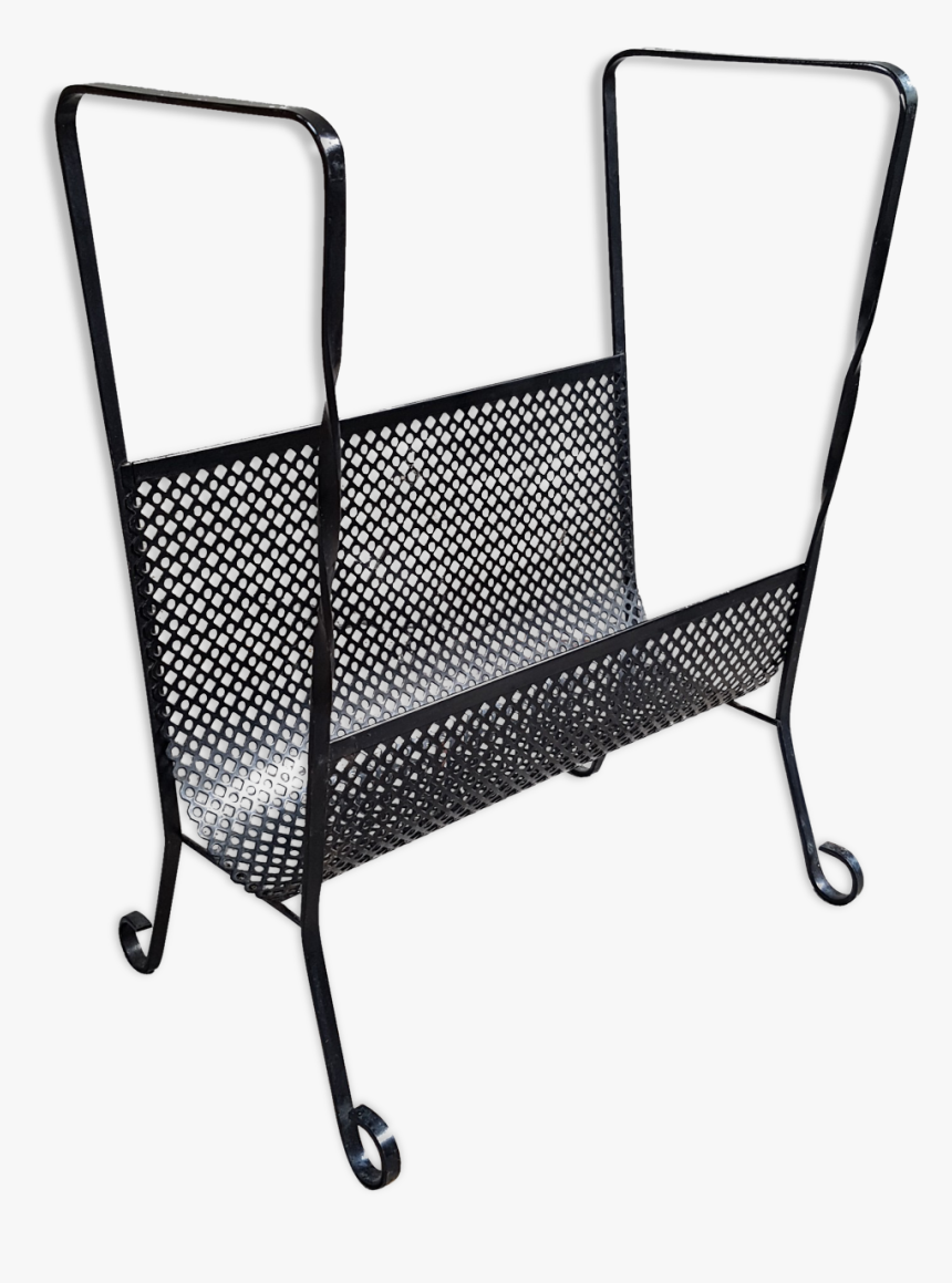 Black 50s Perforated Sheet Metal Magazine Rack - Chair, HD Png Download