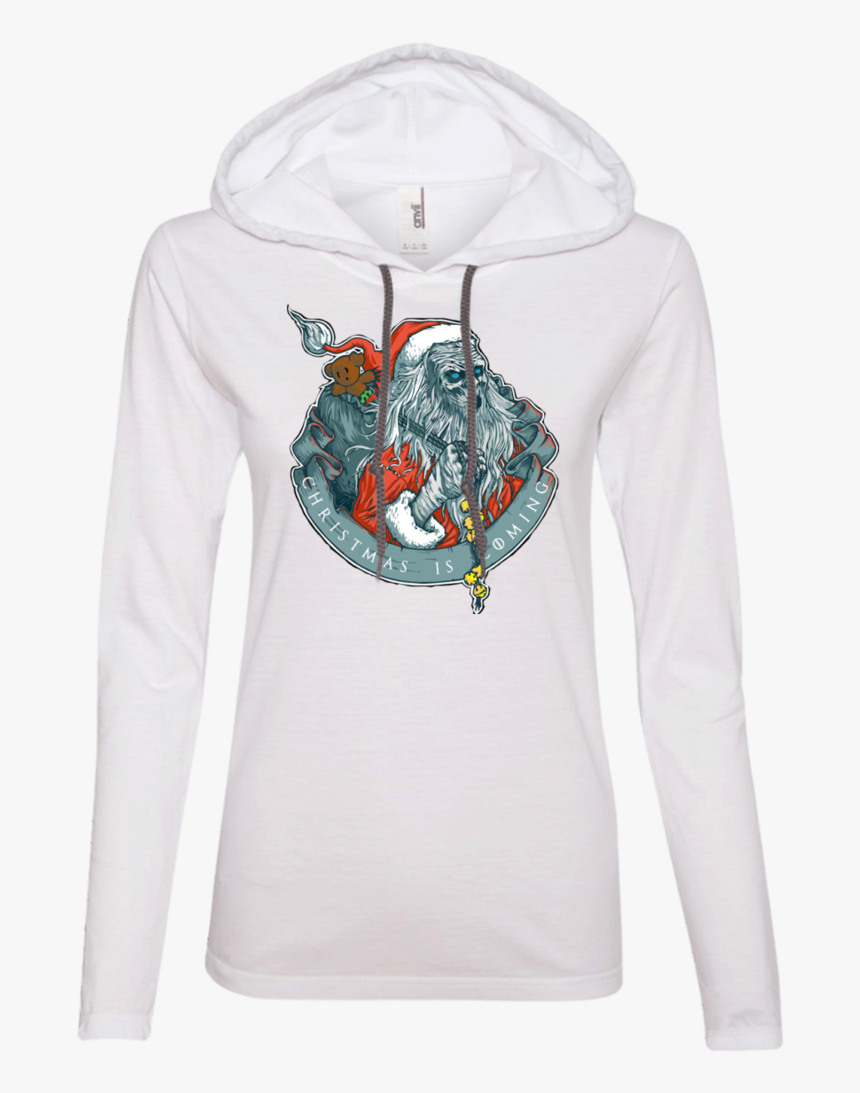 Santa White Walker Christmas Is Coming Ladies Ls T-shirt - White Walker Santa, HD Png Download
