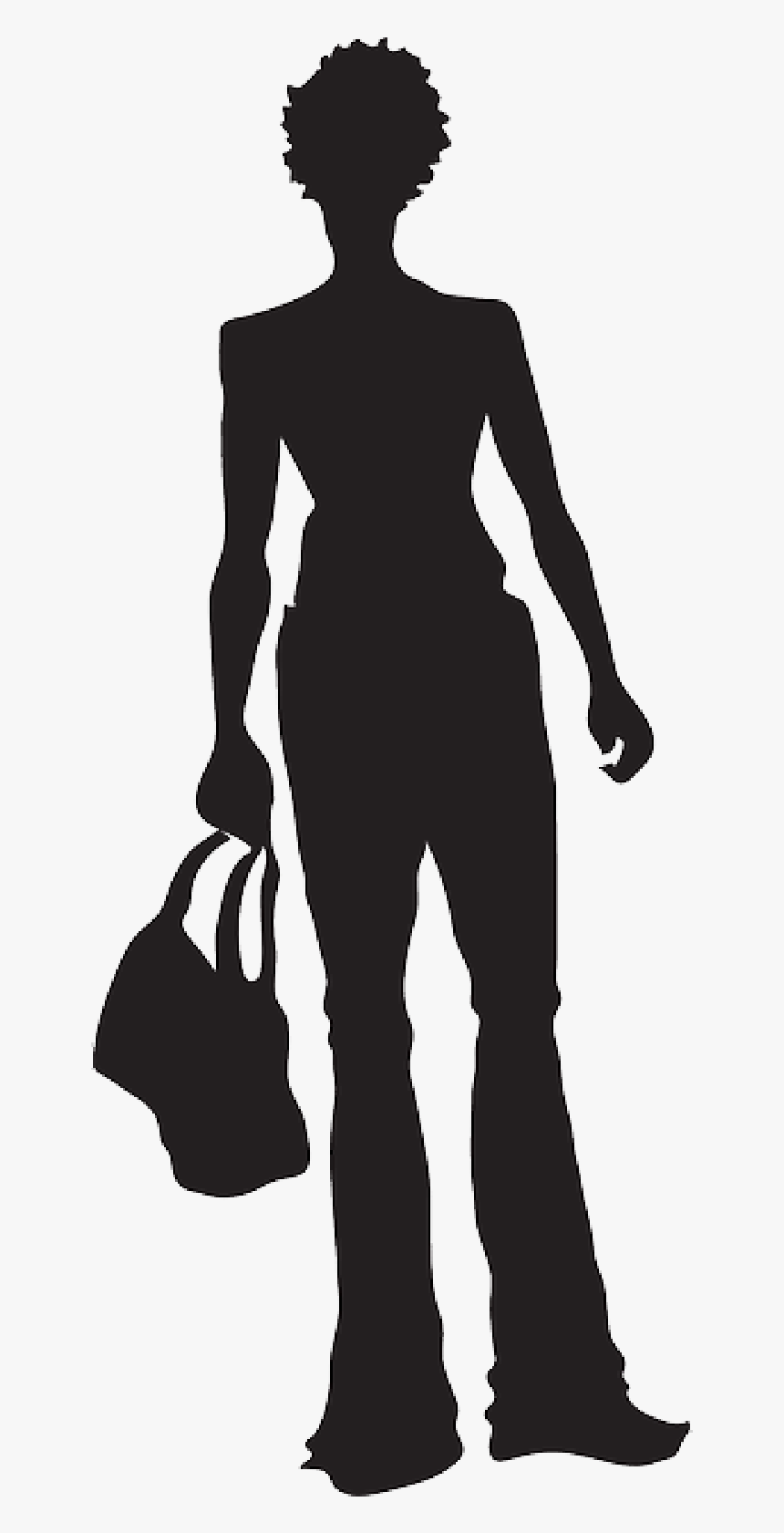 Woman With Purse Silhouette Png, Transparent Png
