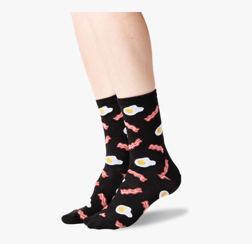 Women S Eggs And Bacon Socks In Black Front 
 Class - Sock, HD Png Download