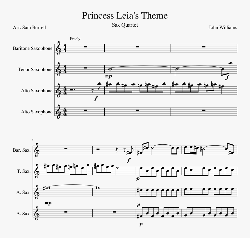 Transparent Princess Leia Png - Mr Blue Sky Trumpet Sheet Music, Png Download