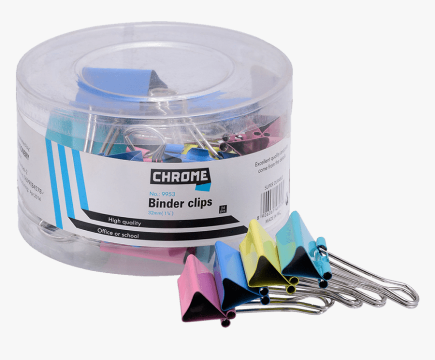 Chrome Binder Clip 32mm 36 Pc Jar Box Of 3, HD Png Download