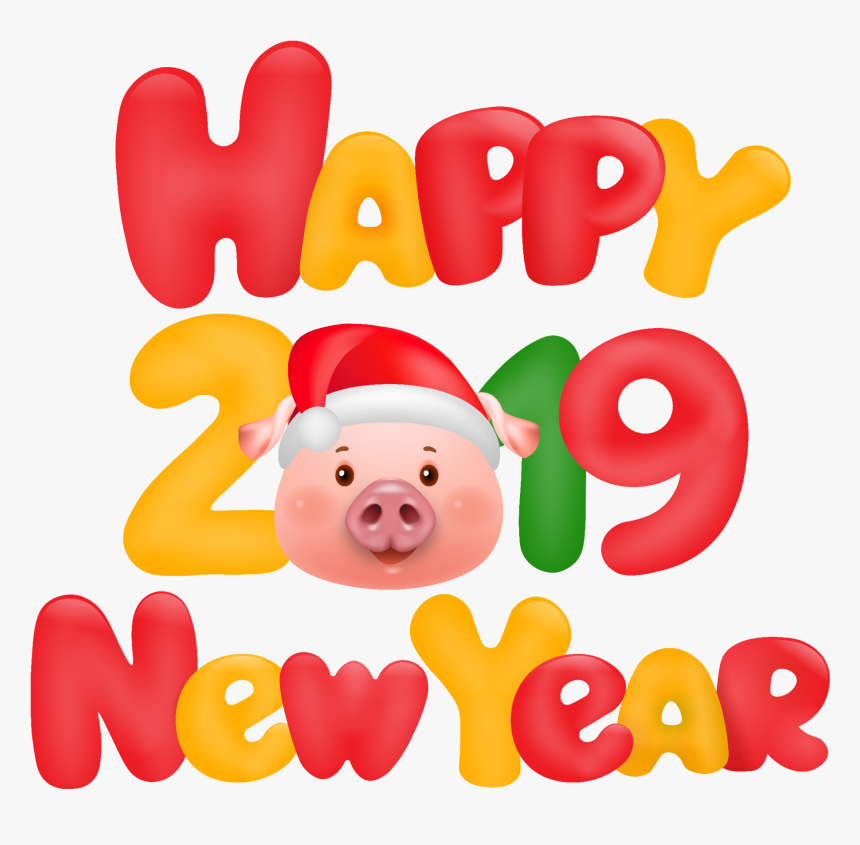 #happynewyear #2019 #christmas #pig #emoji, HD Png Download