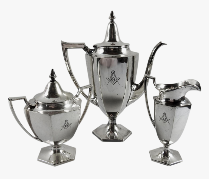 Masonic Engraved Silver Plate Tea Service - Trophy, HD Png Download
