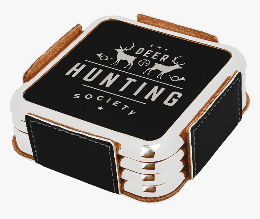 Black Coaster Set With Custom Laser Engraving - Drink Coaster, HD Png Download