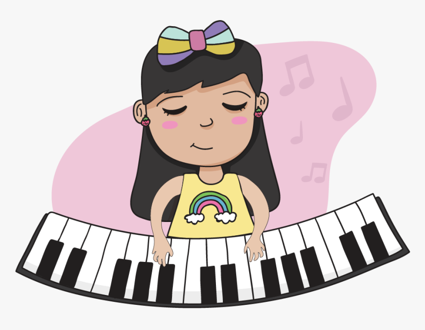 Girl Playing The Piano - Cartoon, HD Png Download