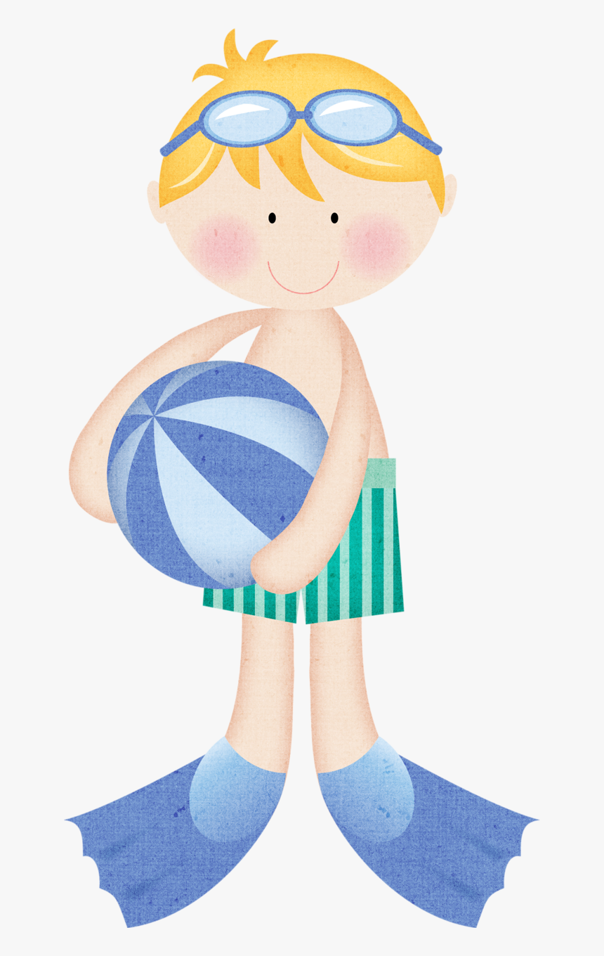 Summer Clipart, Beach Clipart, Beach Ball - Menino Natacao Cute Png, Transparent Png