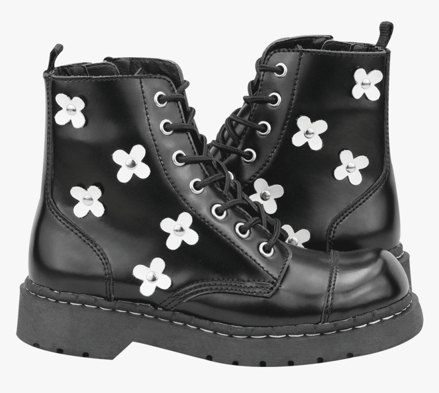 Leather Flower Combat Boots - Flower Tuk Boots, HD Png Download