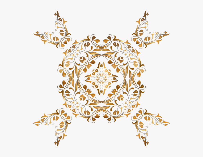 Golden Leafy Decor - Decoración Dorada En Png, Transparent Png