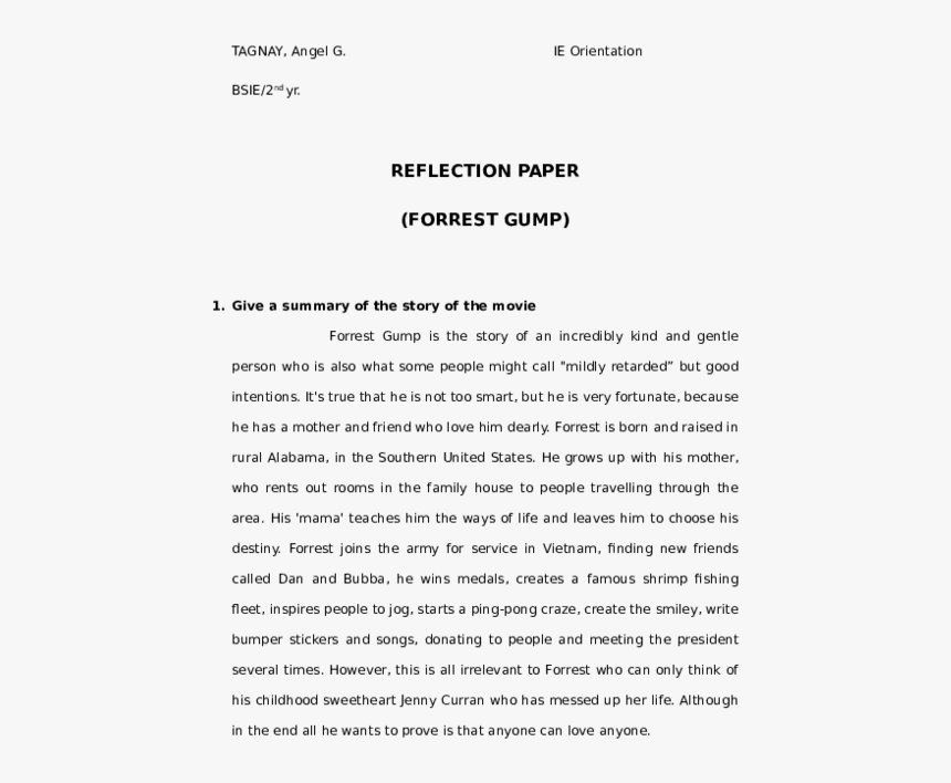 Summary Of The Story Forrest Gump, HD Png Download