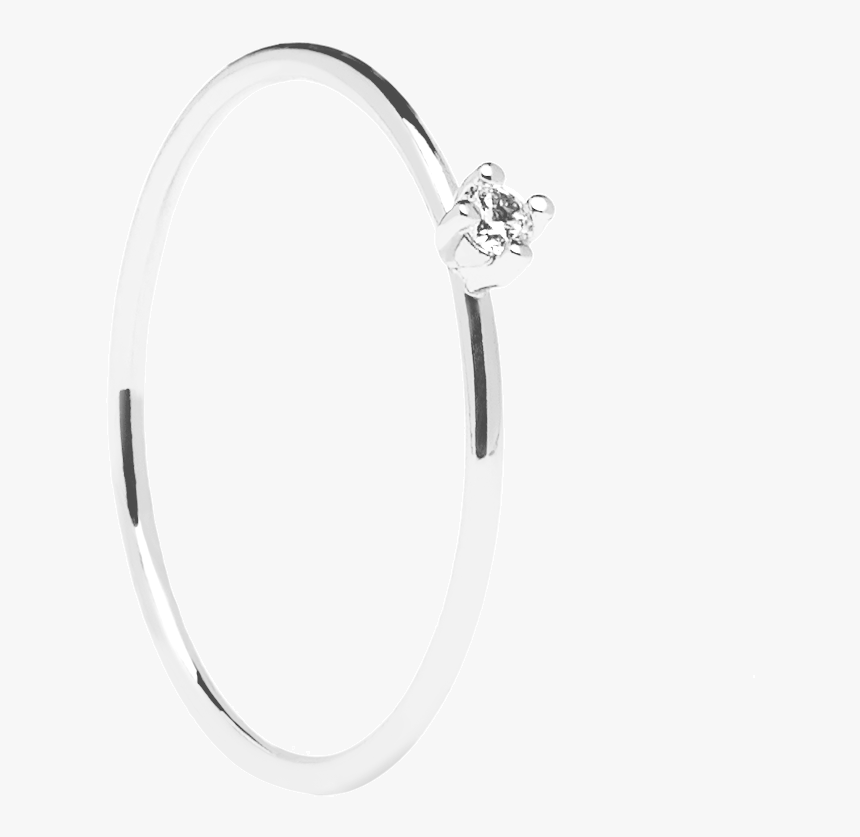 White Solitary Silver Ring - Ring, HD Png Download