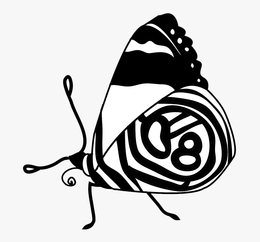Black White Clipart Butterfly Resting - Butterfly, HD Png Download